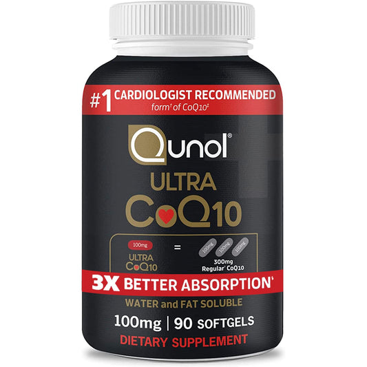 Qunol Ultra CoQ10 100mg Softgels- 3x Better Absorption, Antioxidant for Heart Health & Energy Production, Coenzyme Q10 Vitamins and Supplements, 3 Month Supply, 90 Count - Medaid International