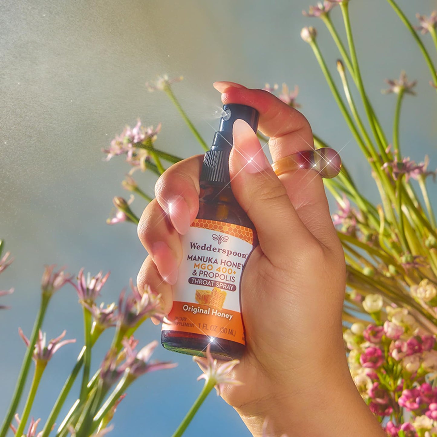 Wedderspoon Propolis and Manuka Honey Throat Spray, Original Honey, 1 Fl Oz (Pack of 1), Sore Throat Relief, Natural Immune Support - Medaid International