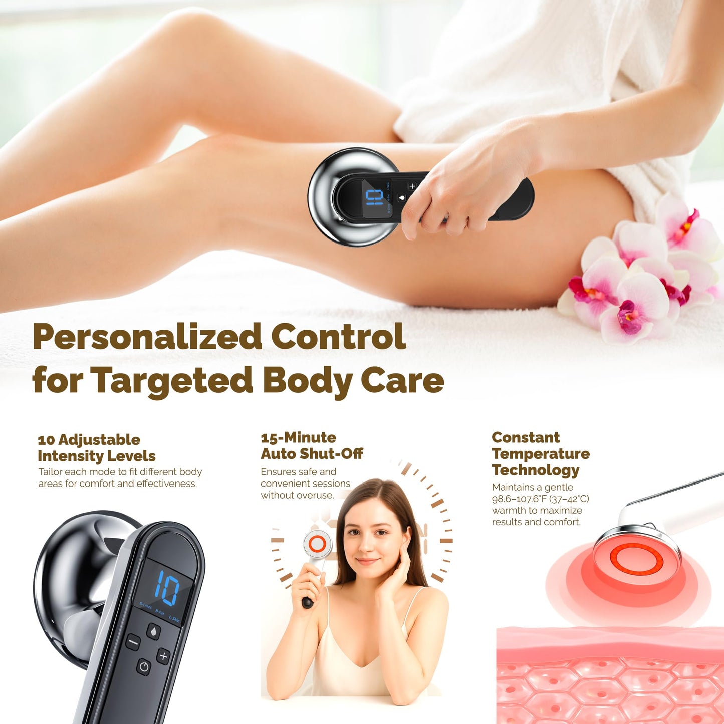 Xvolt Body Sculpting Cellulite Massager Machine - Fat & Skin Tightening Anti-Cellulite Device with Red Light Therapy - Home Electric Cellulite Remover for Abdominal Waist Belly Arm Leg - Medaid International
