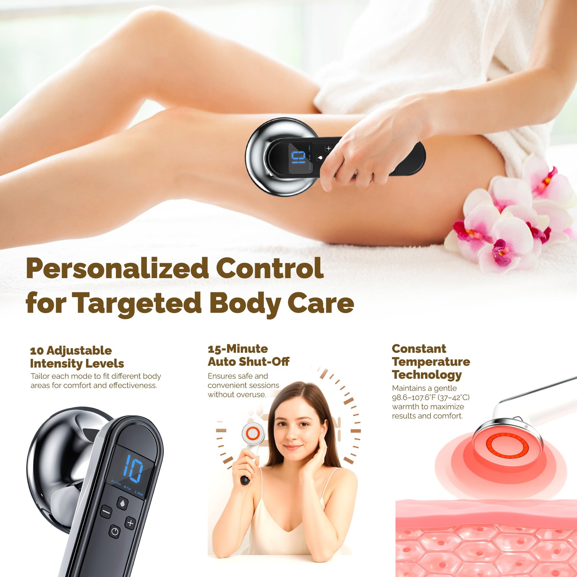 Xvolt Body Sculpting Cellulite Massager Machine - Fat & Skin Tightening Anti-Cellulite Device with Red Light Therapy - Home Electric Cellulite Remover for Abdominal Waist Belly Arm Leg - Medaid International