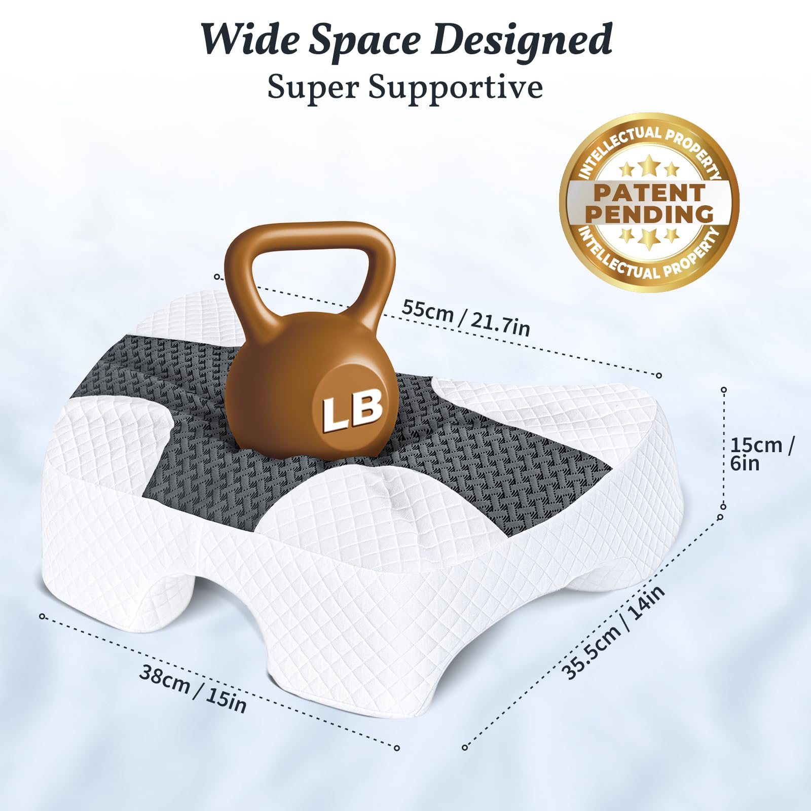 SAHEYER Side Sleeper Pillow with Arm Hole, Memory Foam Shoulder Multi-Angle Armholes Pillow for Many Sleeping Positions, Ergonomic Support for Neck (Grey) - Medaid International