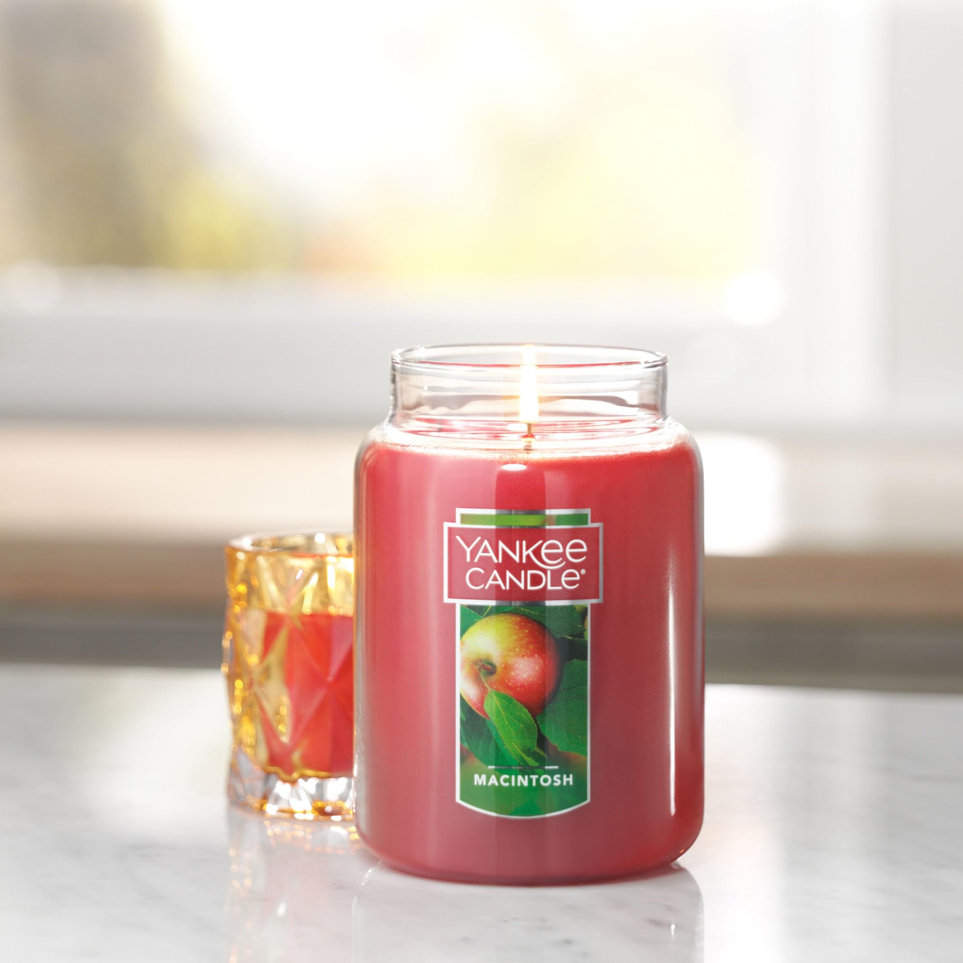 Yankee Candle Macintosh Scented, Classic 22oz Large Jar Single Wick Candle, Over 110 Hours of Burn Time - Medaid International