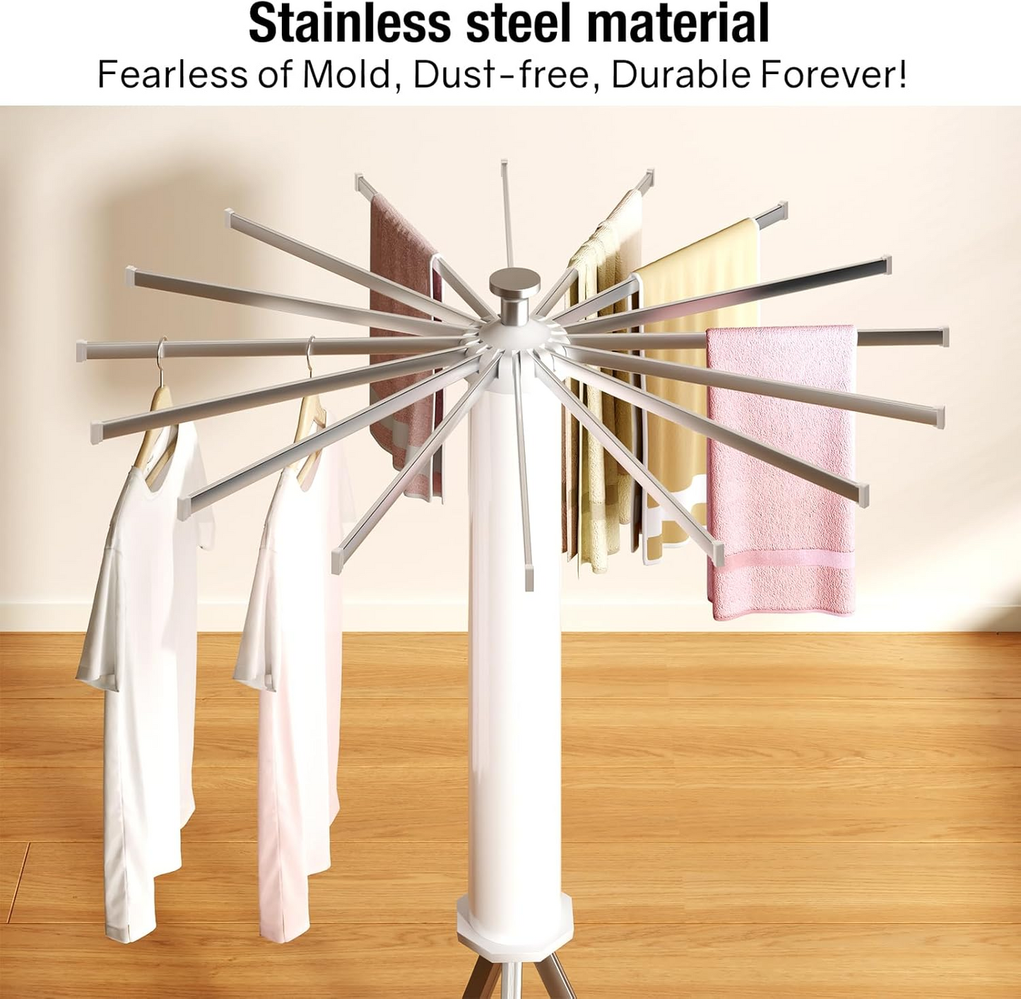 Folding Tripod Clothes Airer ‚Äì Compact Drying Rack with 16 Rotating Arms, Aluminum, Indoor/Outdoor Use - Medaid International