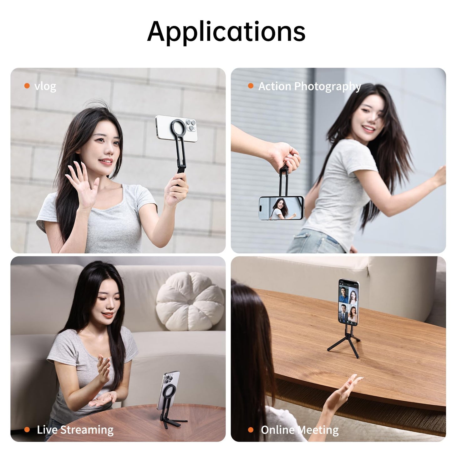 ULANZI MA30 Magnetic Phone Tripod Stand for iPhone - Aluminium Maglock Smartphone Mini Tripod Pocket Cell Phone Stand Strong Magnet Quick Mount Compatible with iPhone 17 16 15 14 13 12 Series, Black - Medaid International