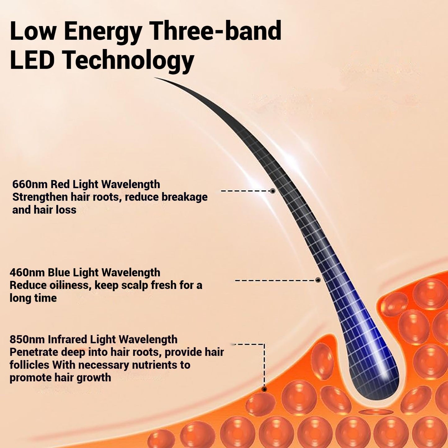 Hair Growth Cap, Red Light Therapy for Hair Growth & Regrowth,Wireless Laser Cap with 460nm/660nm / 850nm Wavelengths, for Men & Women - Medaid International