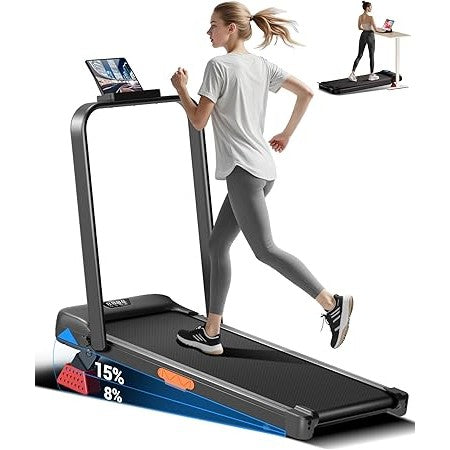3-in-1 Walking Pad Treadmill with Handle Bar 2.5HP Walking Pad with 15% Incline 1-10km/h Foldable Treadmill for Home 136KG Weight Capacity with Remote Control & LED Display