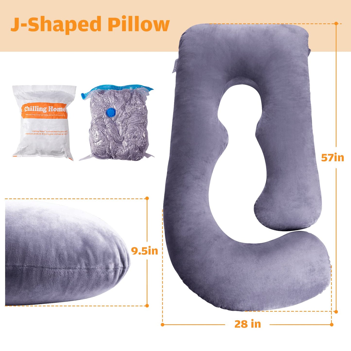 Chilling Home Pregnancy Pillow, U Shaped Full Body Maternity Pillow 58 inch, Pregnant Women Must Haves Pregnancy Pillows for Sleeping with Removable Cover - Medaid International