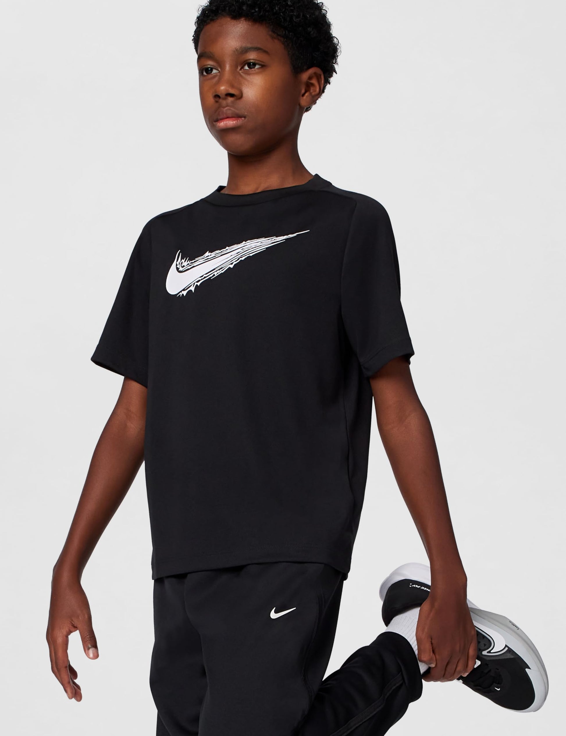 Nike Kid's Multi Dri-Fit Short-Sleeve Top, Black/White, Large - Medaid International