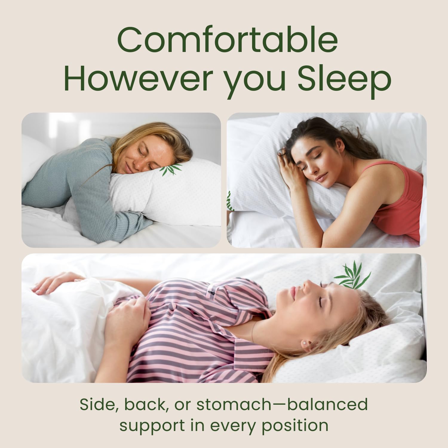 Memory Foam Pillows Queen Size Set of 2 - Cooling Bed Pillows for Sleeping - Back, Stomach, Side Sleeper Firm, Comfy Cool Shredded - 2 Pack, Rayon Derived from Bamboo - Medaid International