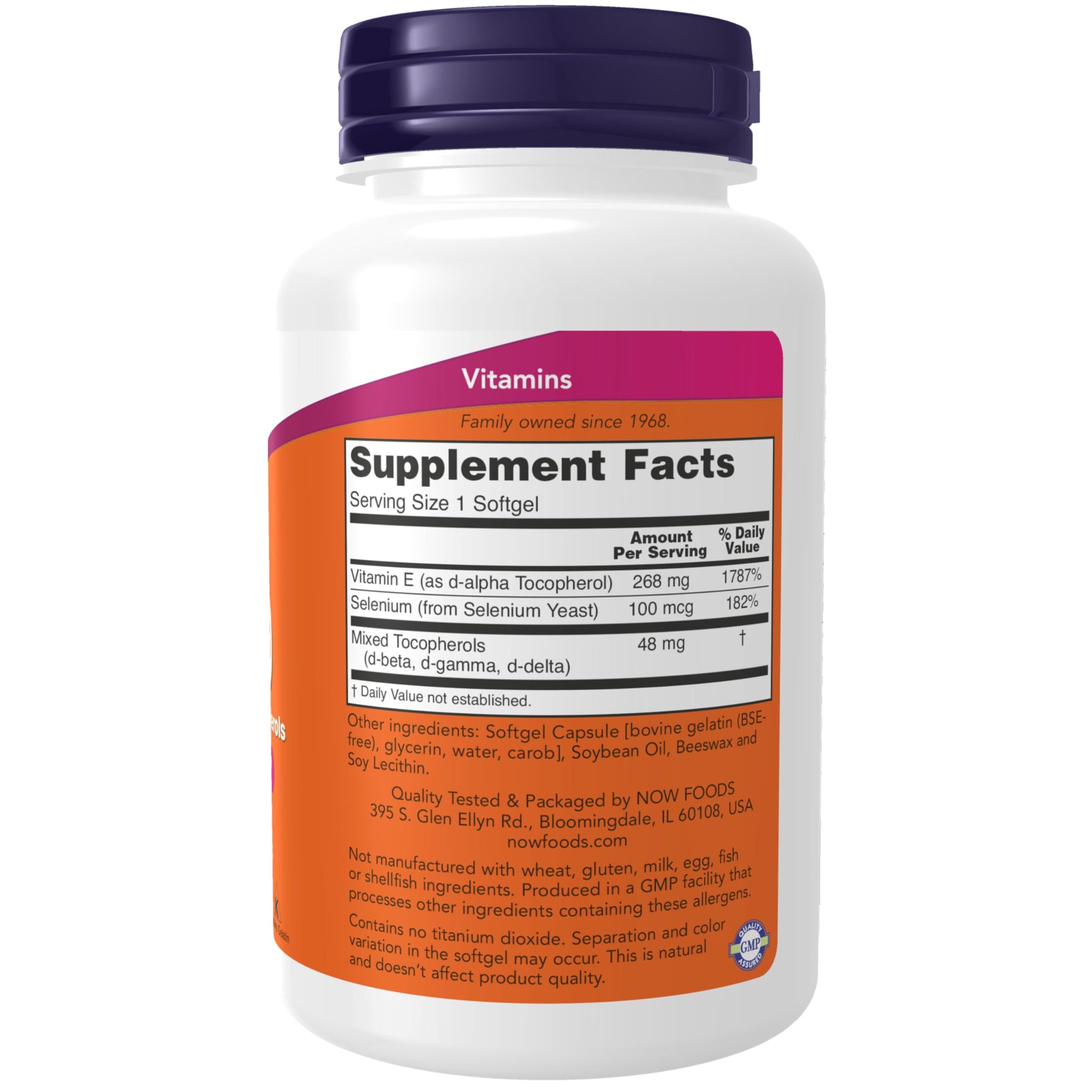 NOW Supplements, Vitamin E-400 IU, Mixed Tocopherols, Antioxidant Protection*, 100 Softgels - Medaid International