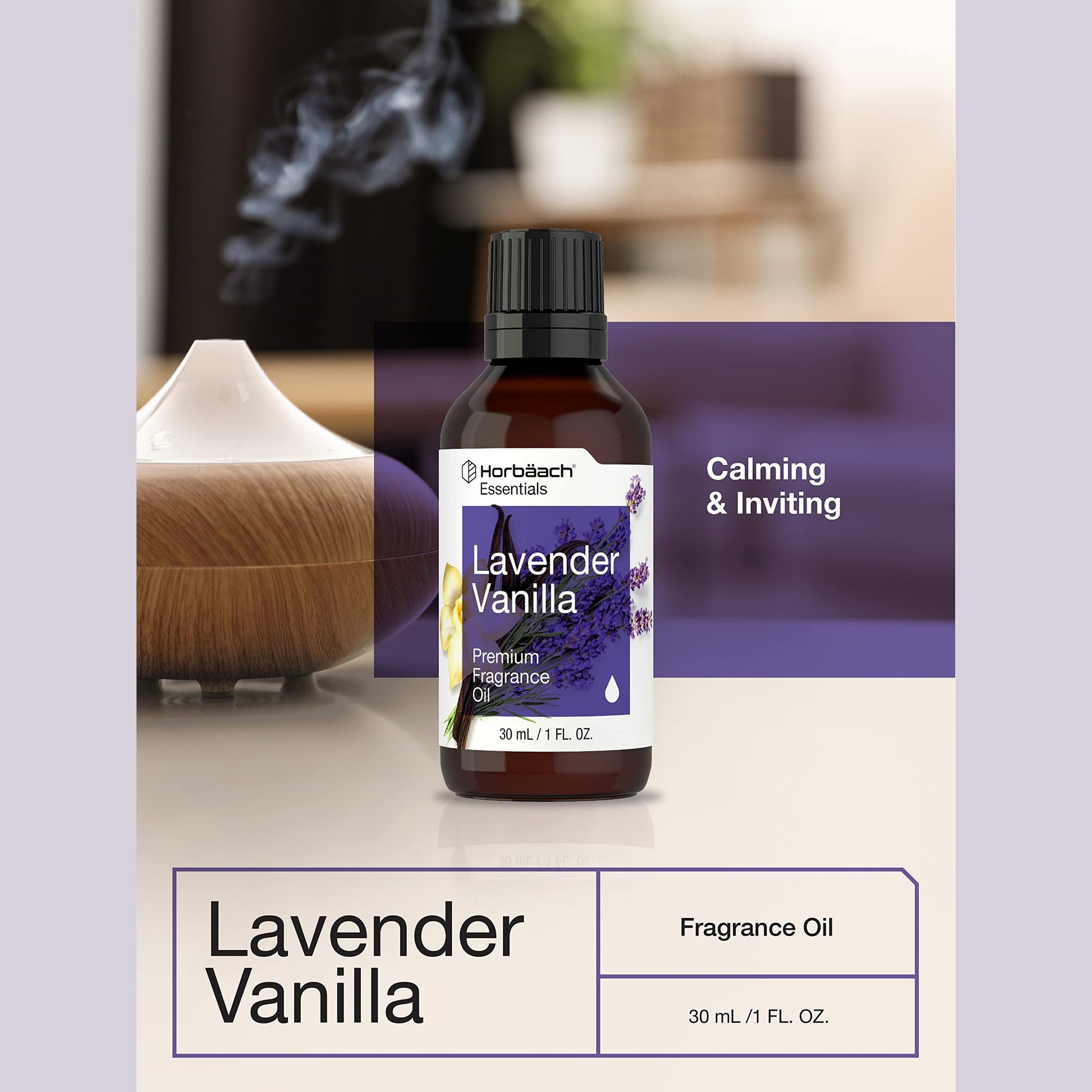Horbäach Lavender Vanilla Fragrance Oil | 1 fl oz (30ml) | Premium Grade | for Diffusers, Candle and Soap Making, DIY Projects & More - Medaid International