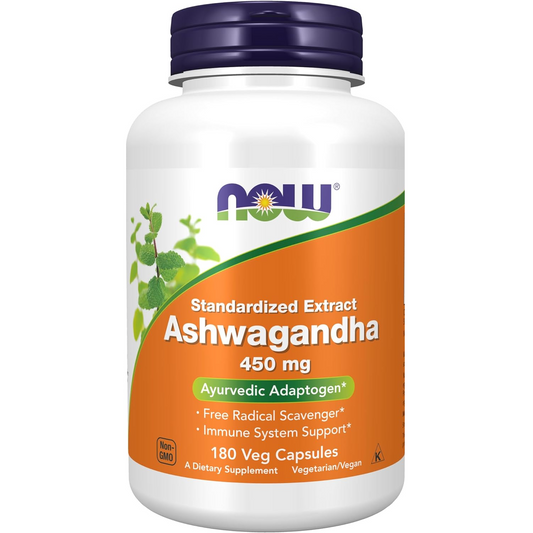 NOW Supplements, Ashwagandha (Withania somnifera) 450 mg (Standardized Extract), 180 Veg Capsules - Medaid - Lebanon