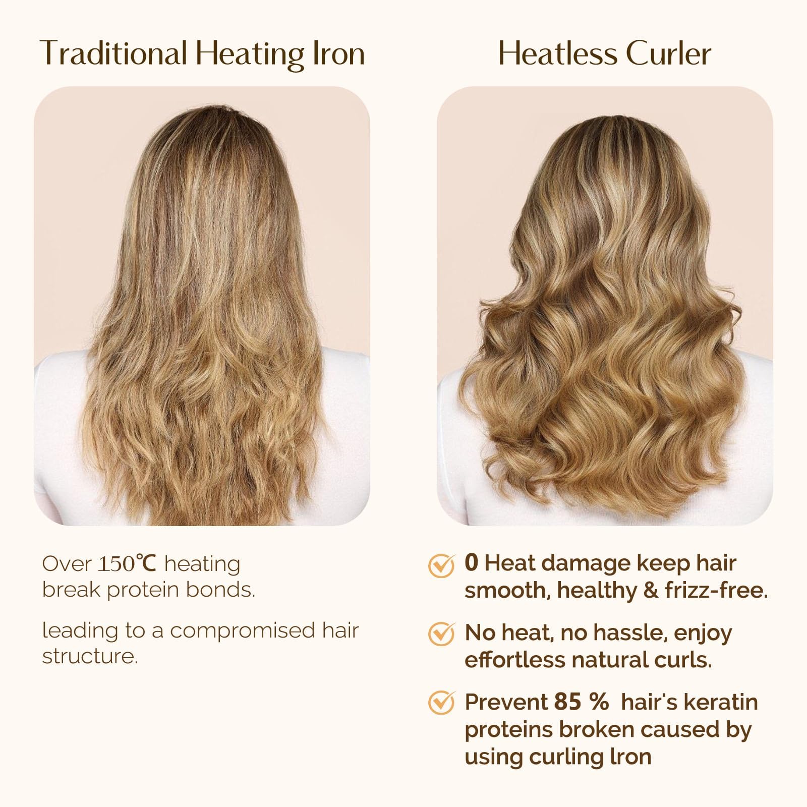 Yanibest Satin Heatless Curler Set, Overnight Hair Curler to Sleep in, No Heat Heatless Curl with Scrunchies and Clip，Purple - Medaid International