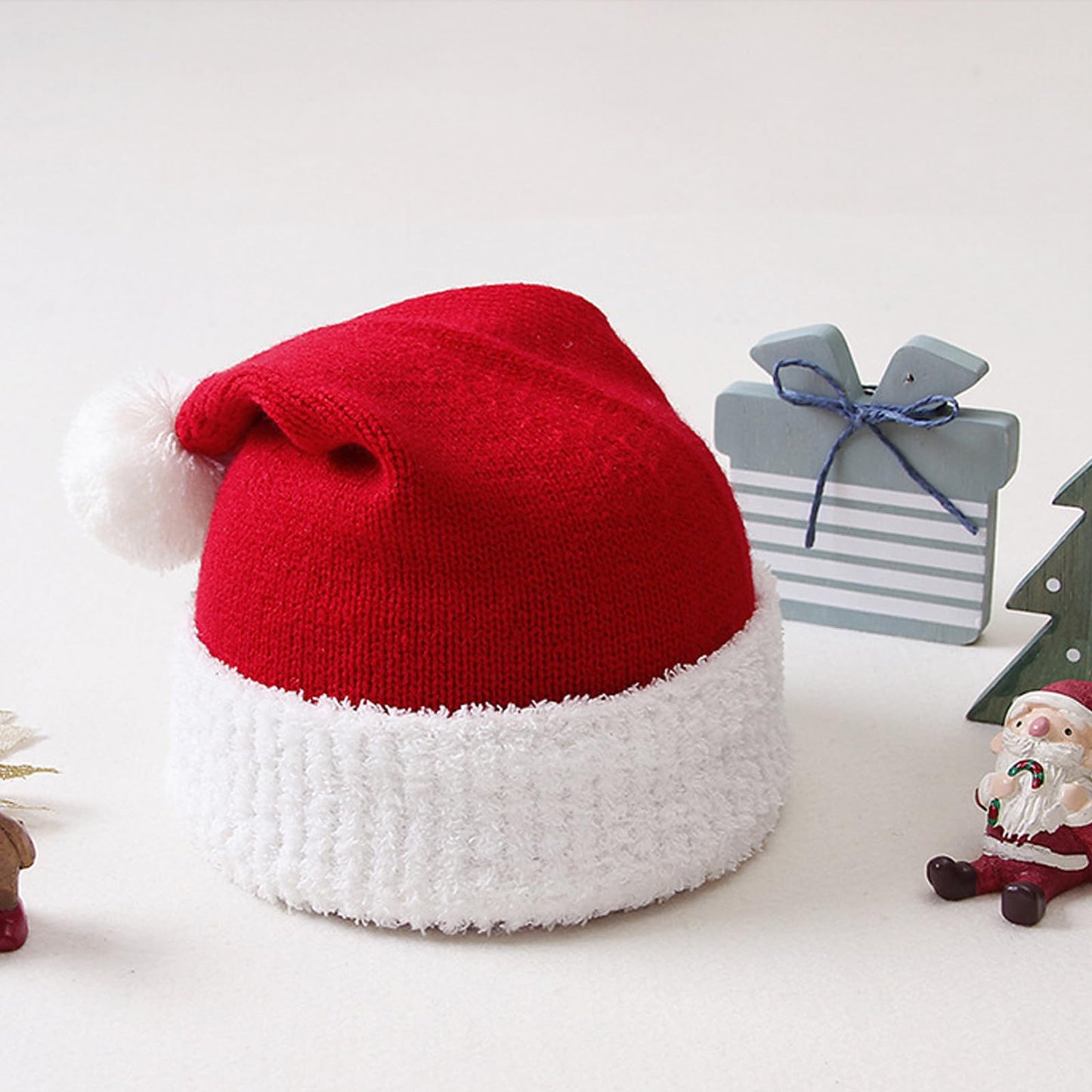 eyigylyo Christmas Knitted Santa Hat for Baby Infant Toddler, Red and White Warm Funny Beanie Xmas Winter Hats for New Year Festive Holiday Party - Medaid International