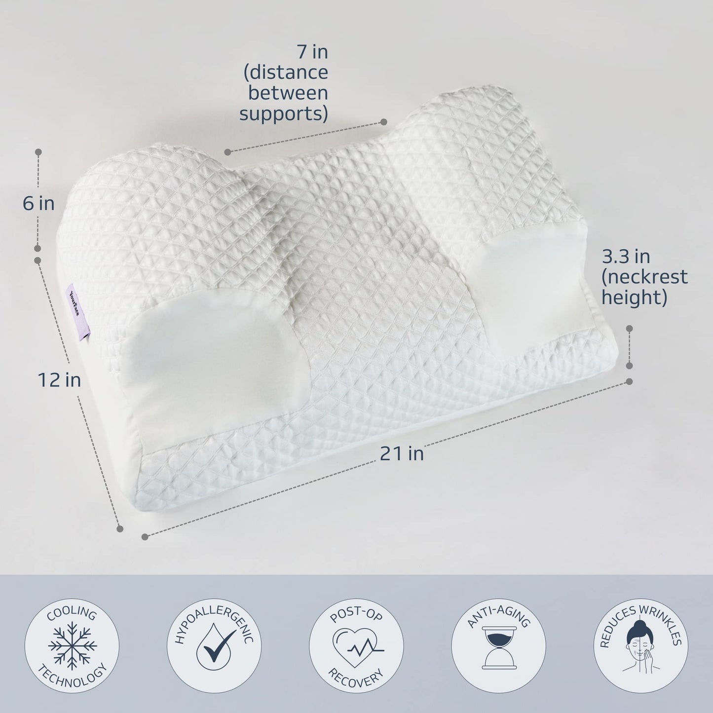 YourFacePillow- Back Sleeper Beauty Pillow, Cervical Neck Pillow, Patented Contour Memory Foam Pillow, Ergonomic Neck, Back and Shoulder Support. Back Sleeping Reduces Pressure on Skin - Cooling - Medaid International