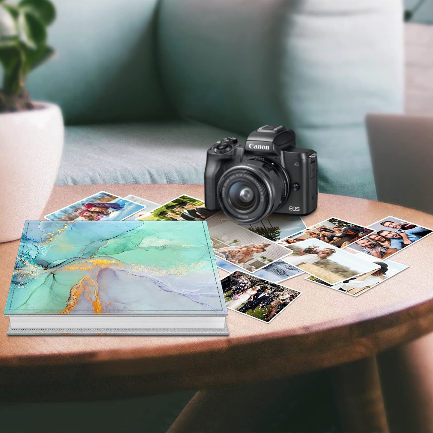 Fintie Photo Album 4x6 Photos - 600 Pockets Large Capacity Albums Book Cover for Family Wedding Anniversary Baby Vacation Pictures, Emerald Marble - Medaid International