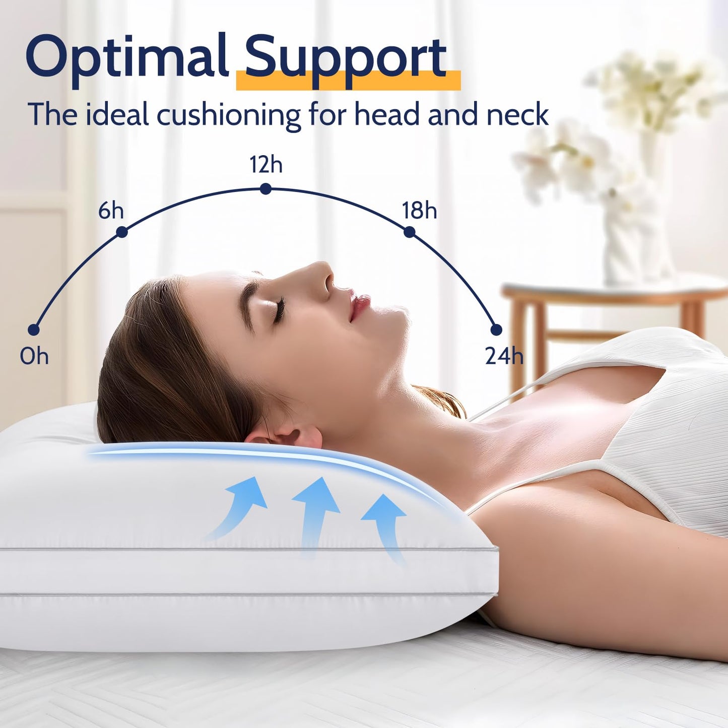 ROUMEA Pillows Queen Size Set of 2, Gusseted Bed Pillows for Sleeping 2 Pack, Luxury Hotel Quality, Supportive Queen Pillow with Soft Down Alternative for Back Stomach Side Sleepers, Machine Washable - Medaid International