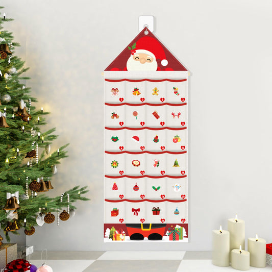 Auch Santa Advent Calendar 24 Days Hanging Wall Decoration, Fabric Christmas Countdown Calendar with Pockets for Candy Gifts, Reusable Xmas Decor for Kids Family Home - Medaid International