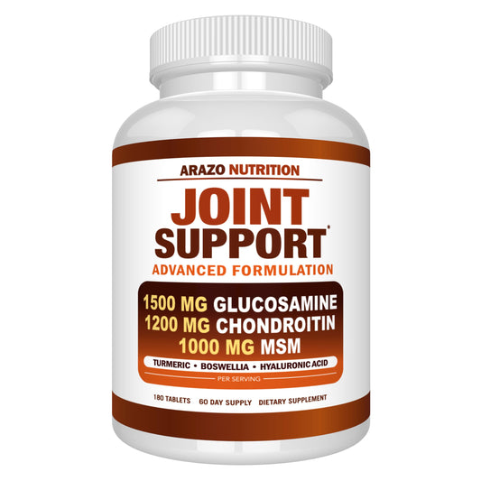 Arazo Nutrition Glucosamine Chondroitin Turmeric Msm Boswellia - Joint Support Supplement for Relief 180 Tablets for Bones, Back, Knees, Hands (180 Tablets) - Medaid International