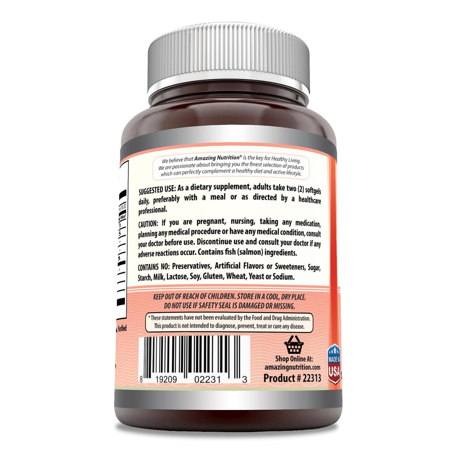Amazing Omega Wild Alaskan Salmon Oil 2000mg Per Serving Softgels Supplement (360) - Medaid International
