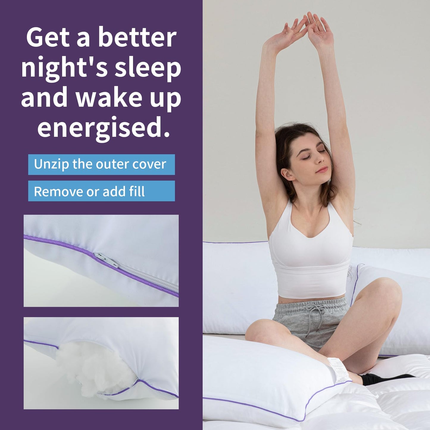 MOLCLCUY Bed Pillows Queen Size Set of 2,Hotel Collection Pillows for Side and Back Sleepers,Super Soft Down Alternative Microfiber Filled Pillows - Medaid International