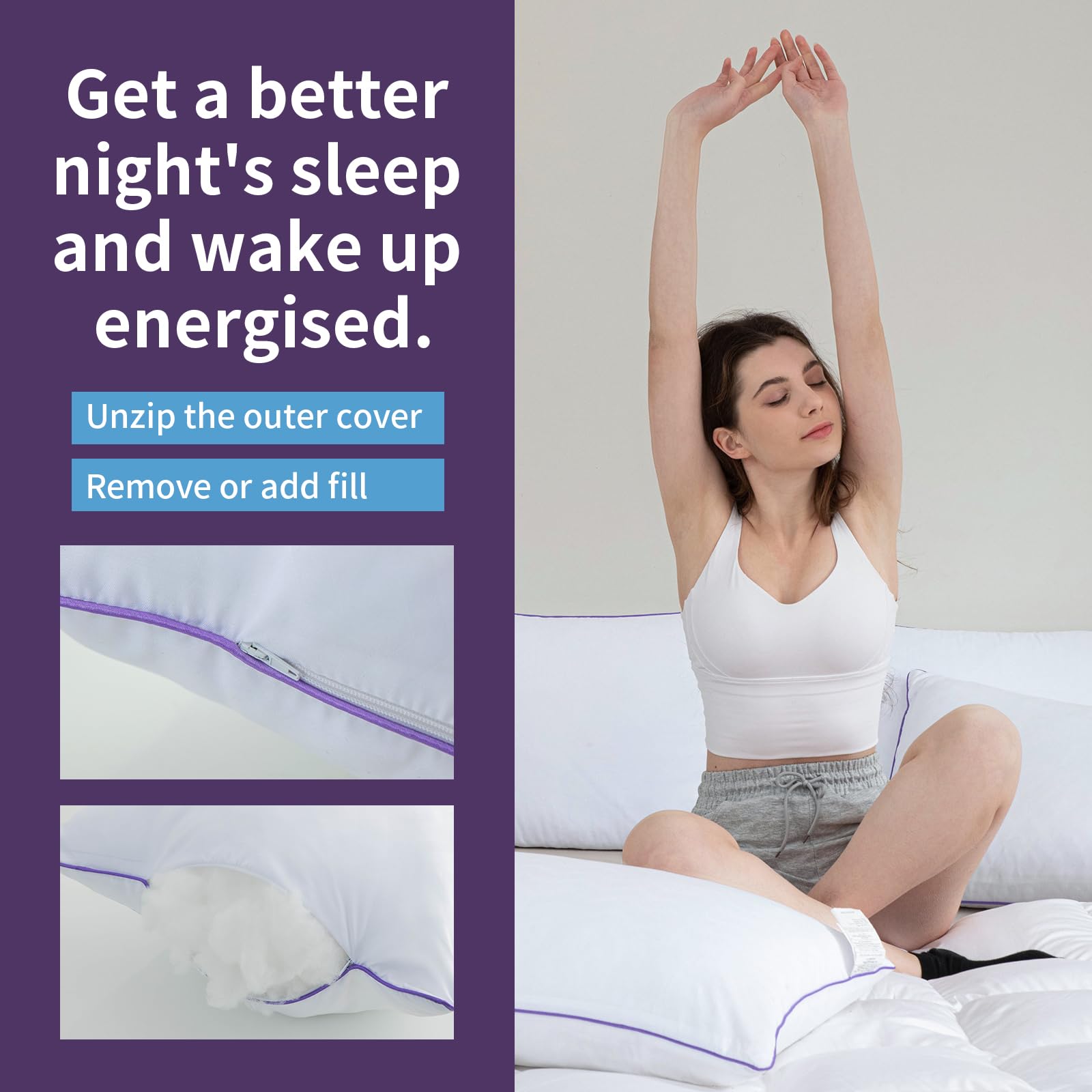 MOLCLCUY Bed Pillows Queen Size Set of 2,Hotel Collection Pillows for Side and Back Sleepers,Super Soft Down Alternative Microfiber Filled Pillows - Medaid International