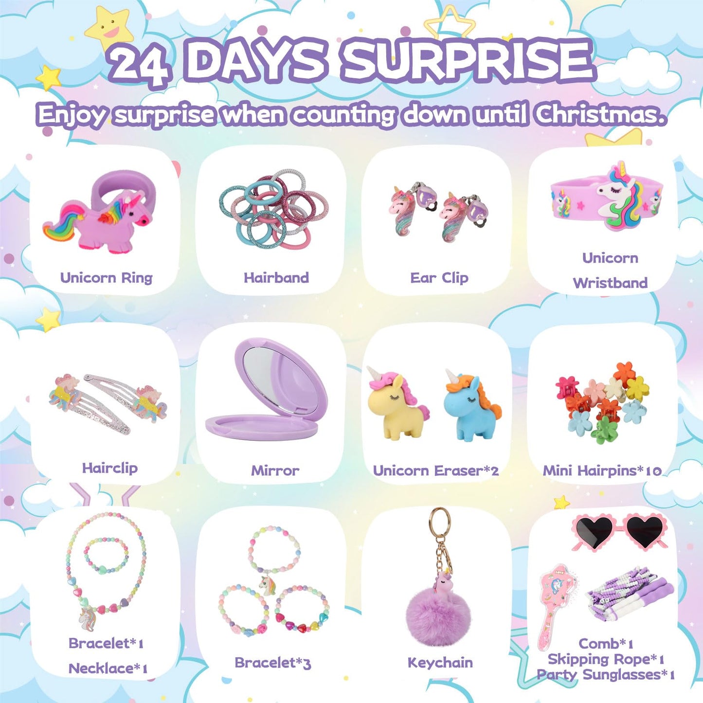 Advent Calendar 2025 for Girls - Unicorn Gifts for Girls, 24-Day Christmas Countdown Box, Countdown Calendar, for Kin Surprise Gifts for Daughters and Granddaughters (Unicorn) - Medaid International