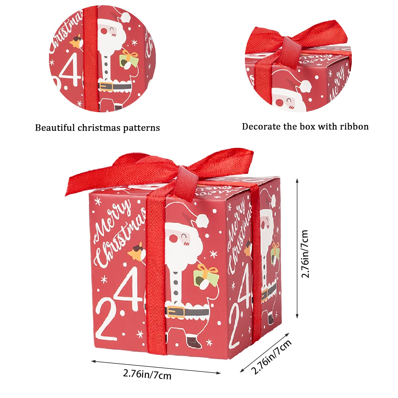 24 Pcs DIY Christmas Advent Calendar Boxes, 24 Days Advent Countdown Gift Boxes, Christmas Cardboard Number Boxes for Kids and Family, Xmas Holiday Decoration. - Medaid International
