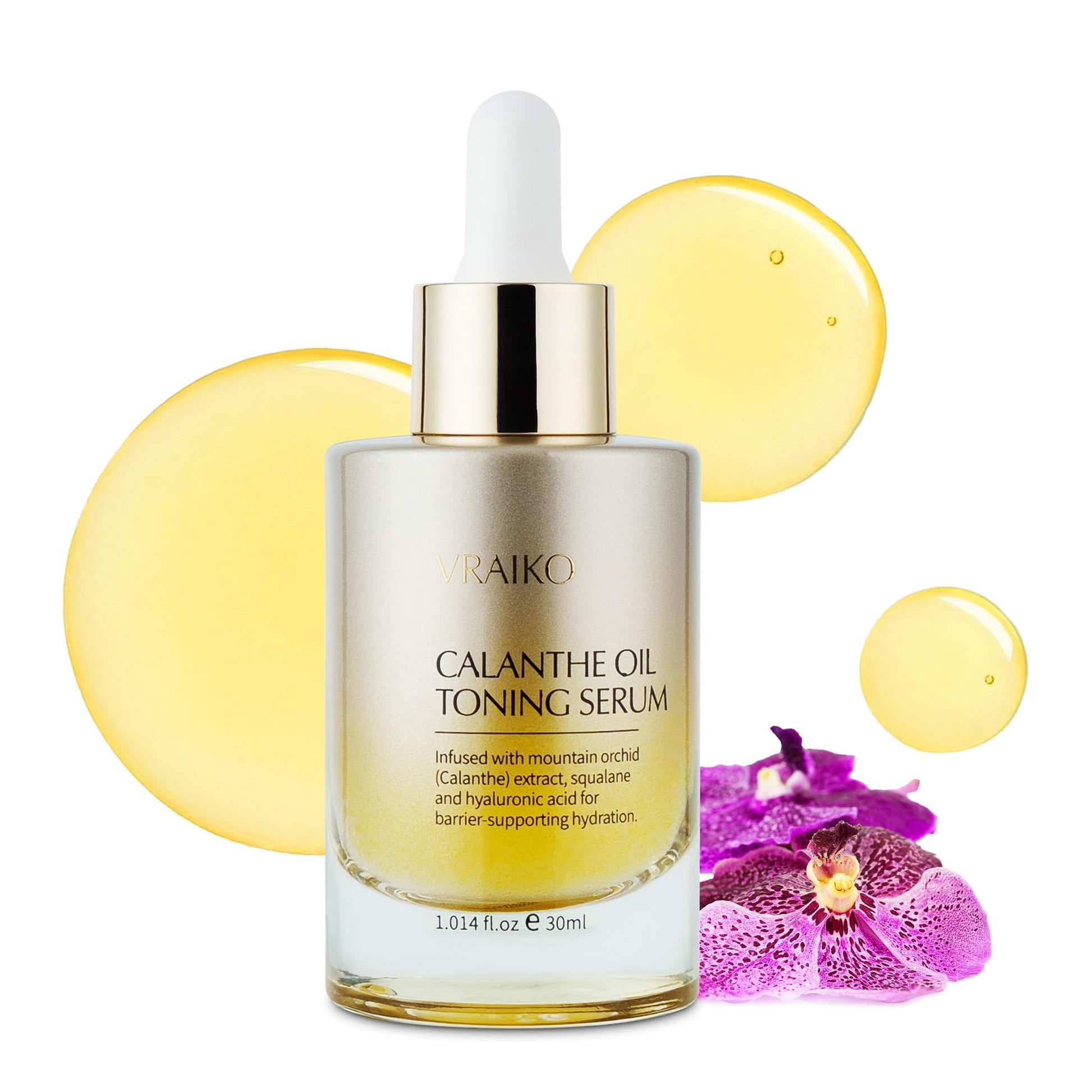 VRAIKO Gua Sha Face Oil Serum | 1st High-Altitude Calanthe Orchid Product | Detox, Plump, Anti-Oxidant, Soothing | Alpine Botanic, Cruelty Free, Natural, 1 fl oz - Medaid International