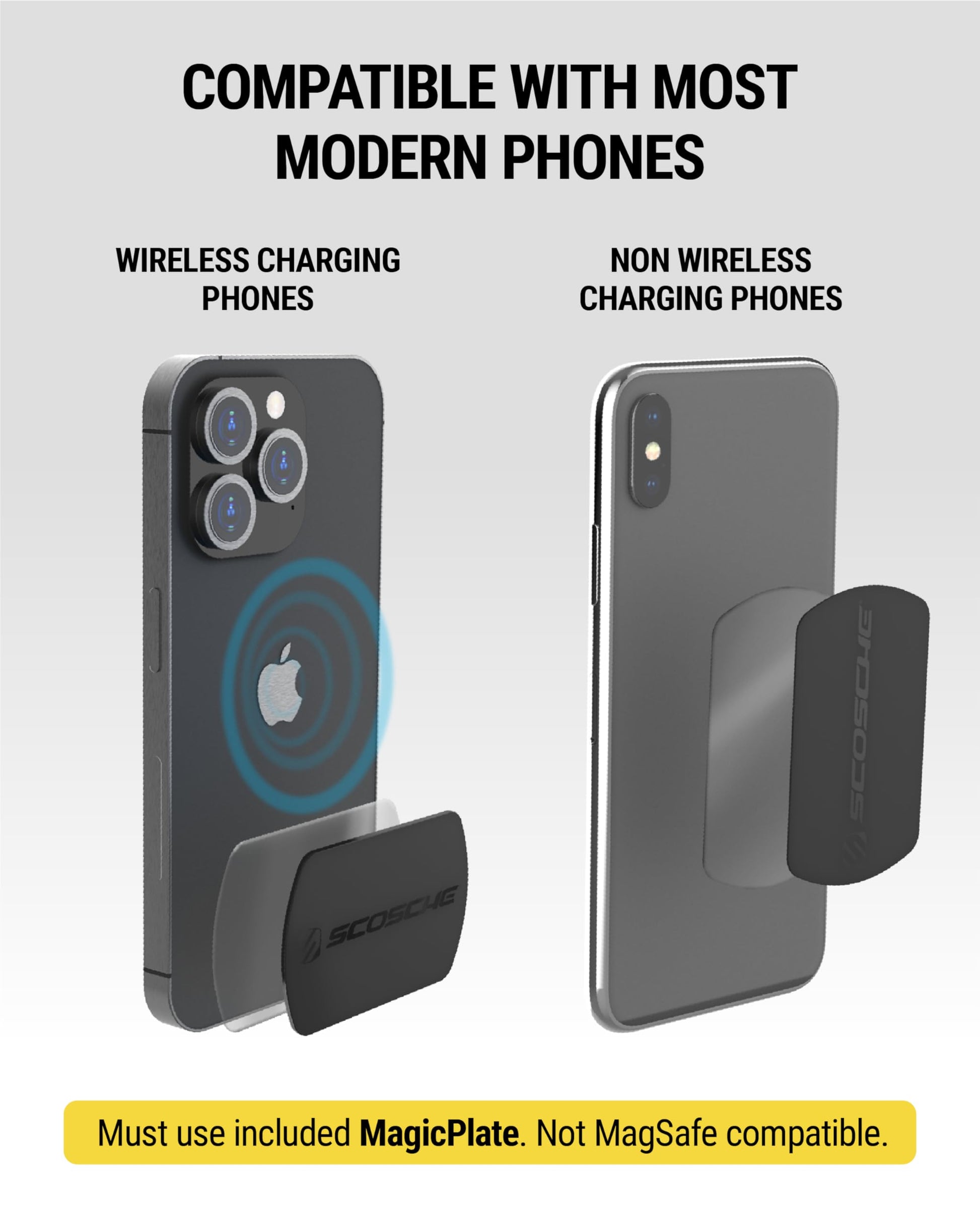 Scosche MXDM Magnetic Phone Holders for Your Car, Dashboard Cell Phone Holder with Extra Strong Magnet and Thick Metal Plate, Car Mount Cellphone Stand Compatible with iPhone, Samsung and More, 2 Pack - Medaid International
