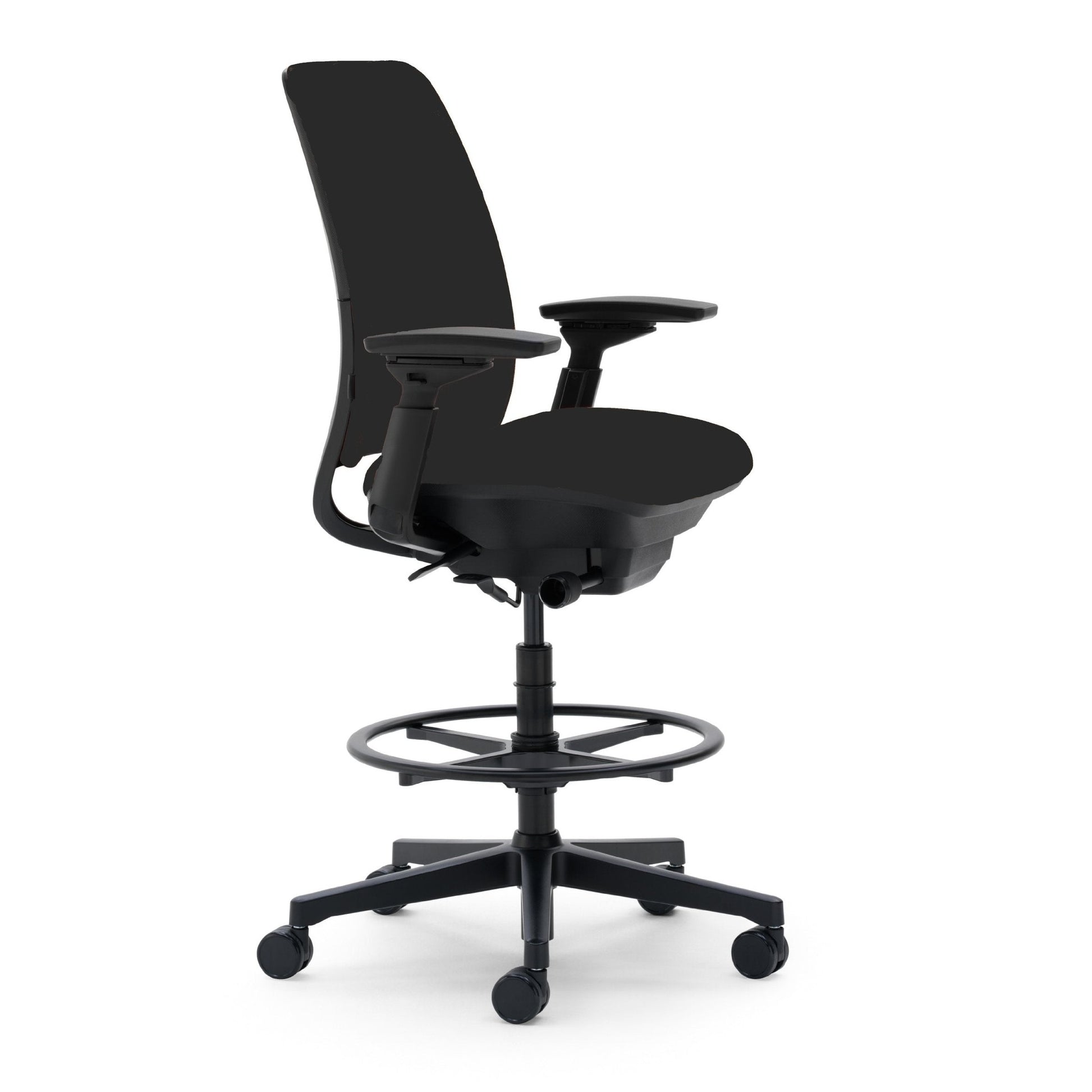 Steelcase Amia Fabric Stool with Fully Adjustable Arms, Black - Medaid International