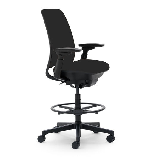 Steelcase Amia Fabric Stool with Fully Adjustable Arms, Black - Medaid International