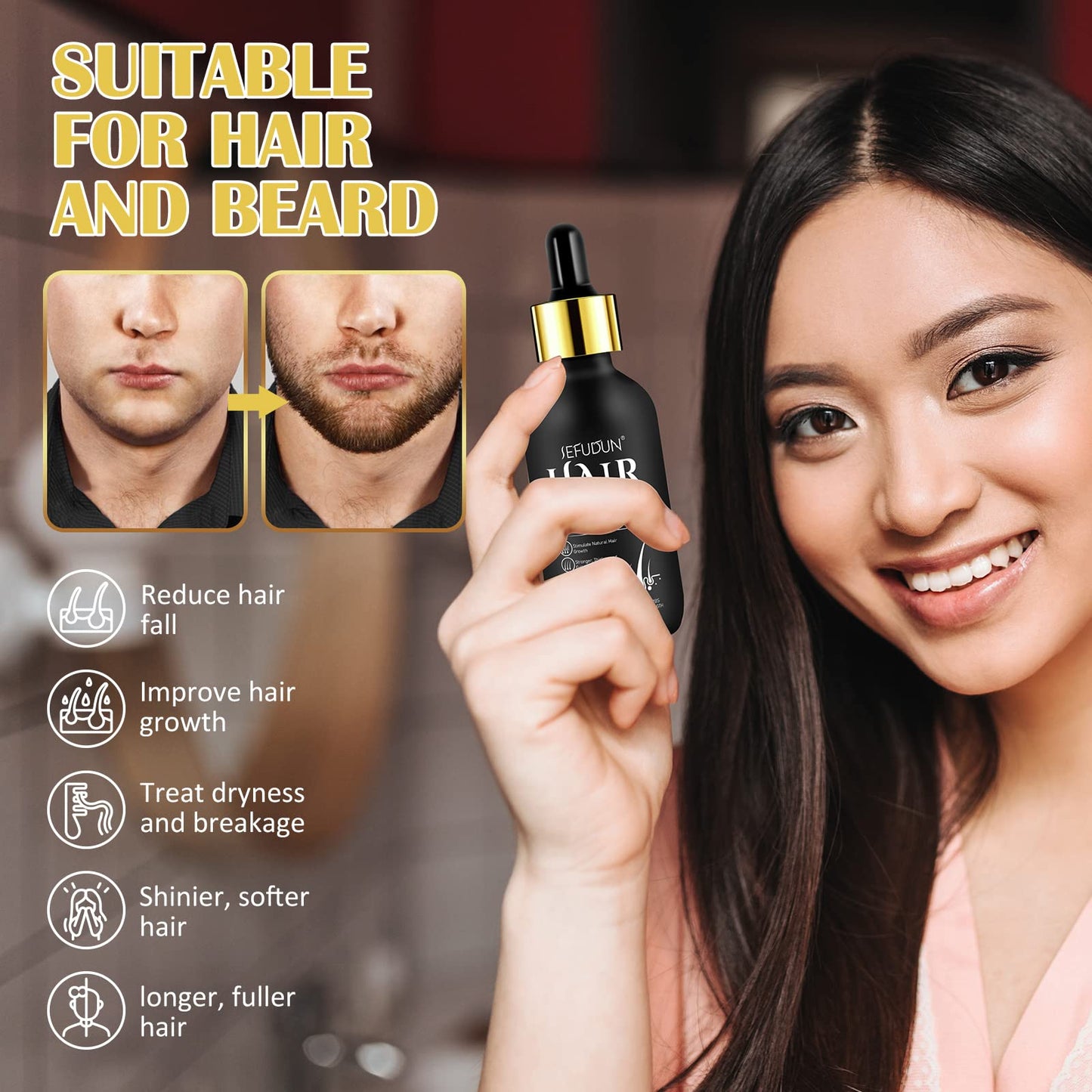 5% Minoxidil for Men and Women Hair Growth Oil with Biotin, Hair Serum for Thicker Fuller Hair, Beard Growth and Hair Regrowth Treatment for Hair Loss - Medaid International