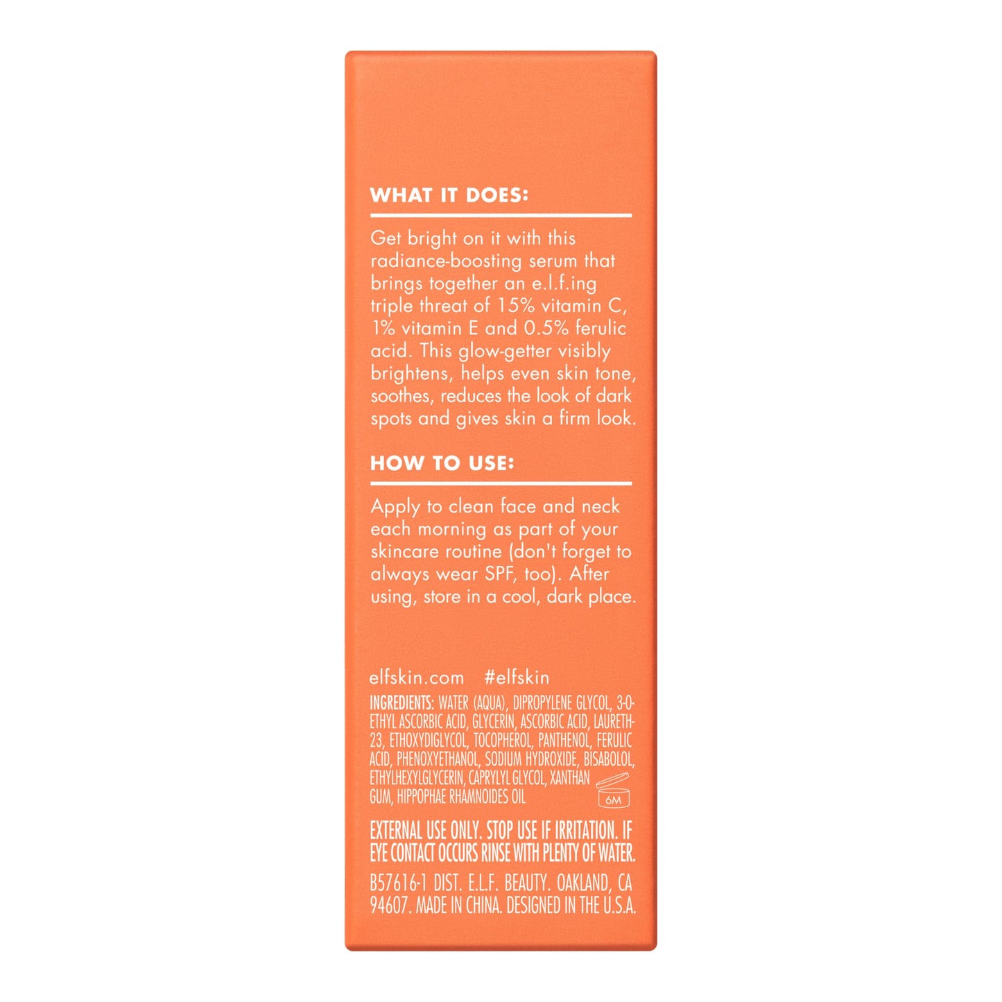 e.l.f. SKIN Bright Icon Vitamin C + E + Ferulic Serum Mini, Brightening & Soothing Face Serum, Helps Even Skin Tone, Vegan & Cruelty-Free, 0.5 fl oz - Medaid International
