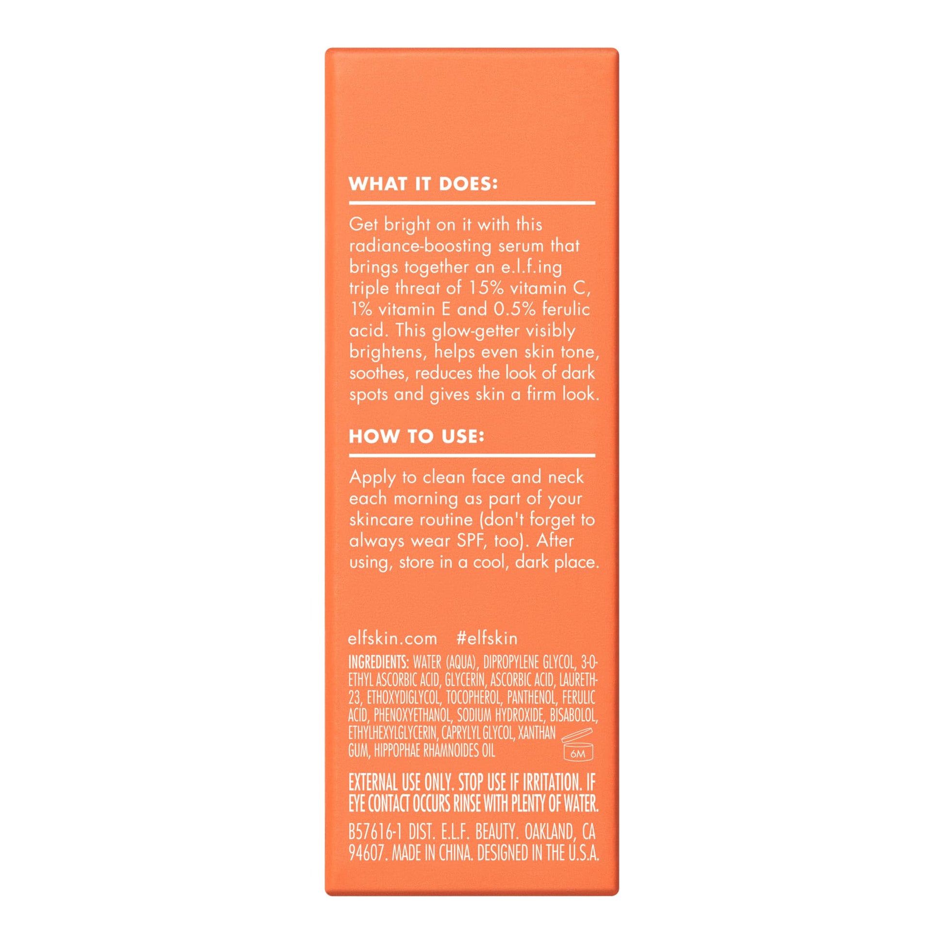 e.l.f. SKIN Bright Icon Vitamin C + E + Ferulic Serum Mini, Brightening & Soothing Face Serum, Helps Even Skin Tone, Vegan & Cruelty-Free, 0.5 fl oz - Medaid International