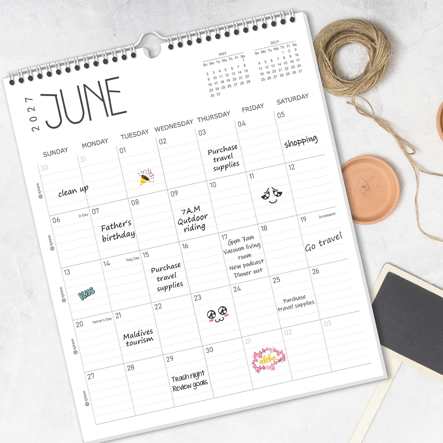 Guasslee Wall Calendar 2026-2027, 14"x11.5" Vertical Wall Calendar 2026, 18-Month Desk Planner From 2026 Jan - 2027 Jun, Monthly Hanging Planner Spiral Bound For School Home Office Organizing - Medaid International