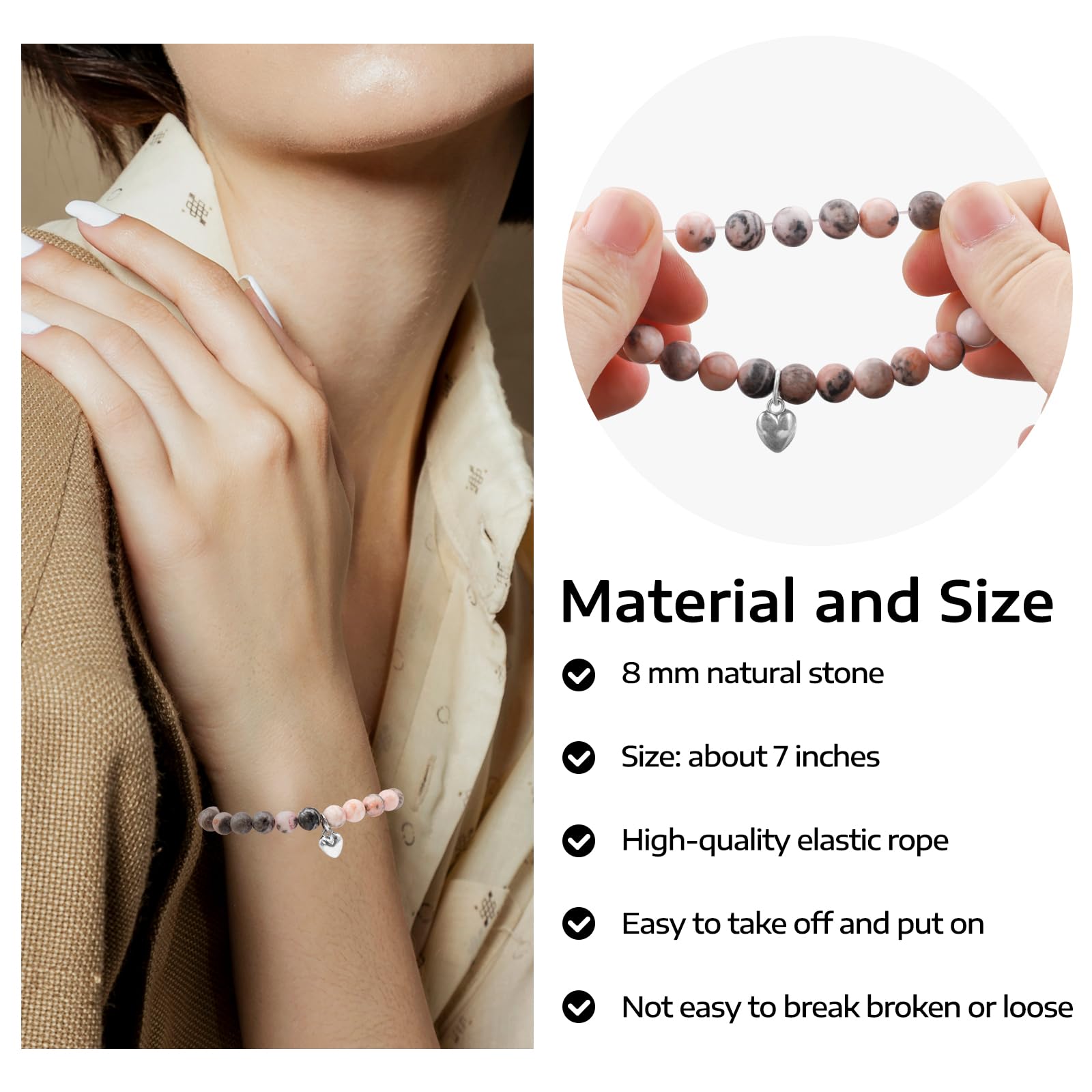1Pcs Healing Bracelet Christmas for Women 8mm Bracelets Handmade Gemstone Stretch Elastic Bracelet - Medaid International