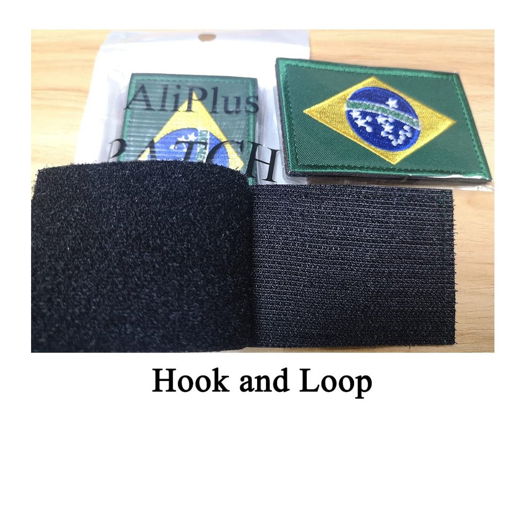 2 PCS AliPlus Brazil Flag Patches Embroidered Tactical Military Morale Patch Applique Fastener Hook and Loop - Medaid International