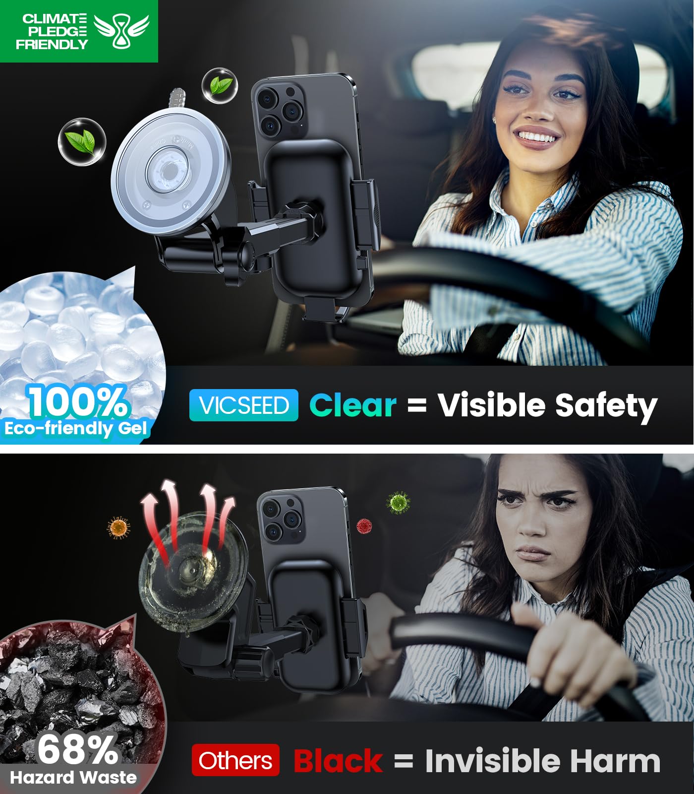 VICSEED [No.1 Powerful Suction] [Rally Racing-Grade Stability] Phone Holders for Your Car 2025 Upgraded Car Phone Holder Mount Truck Stand for Dashboard Windshield Vent for iPhone Samsung All Phones - Medaid International