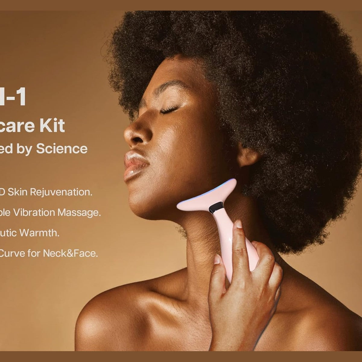 VRAIKO Lily Neck Face Massager, Face Sculpting Tool, Skin Rejuvenation Device with Thermal, Triple Action LED and Vibration, for Anti-Aging, Lifting and Tightening Sagging Skin (Pink) - Medaid International