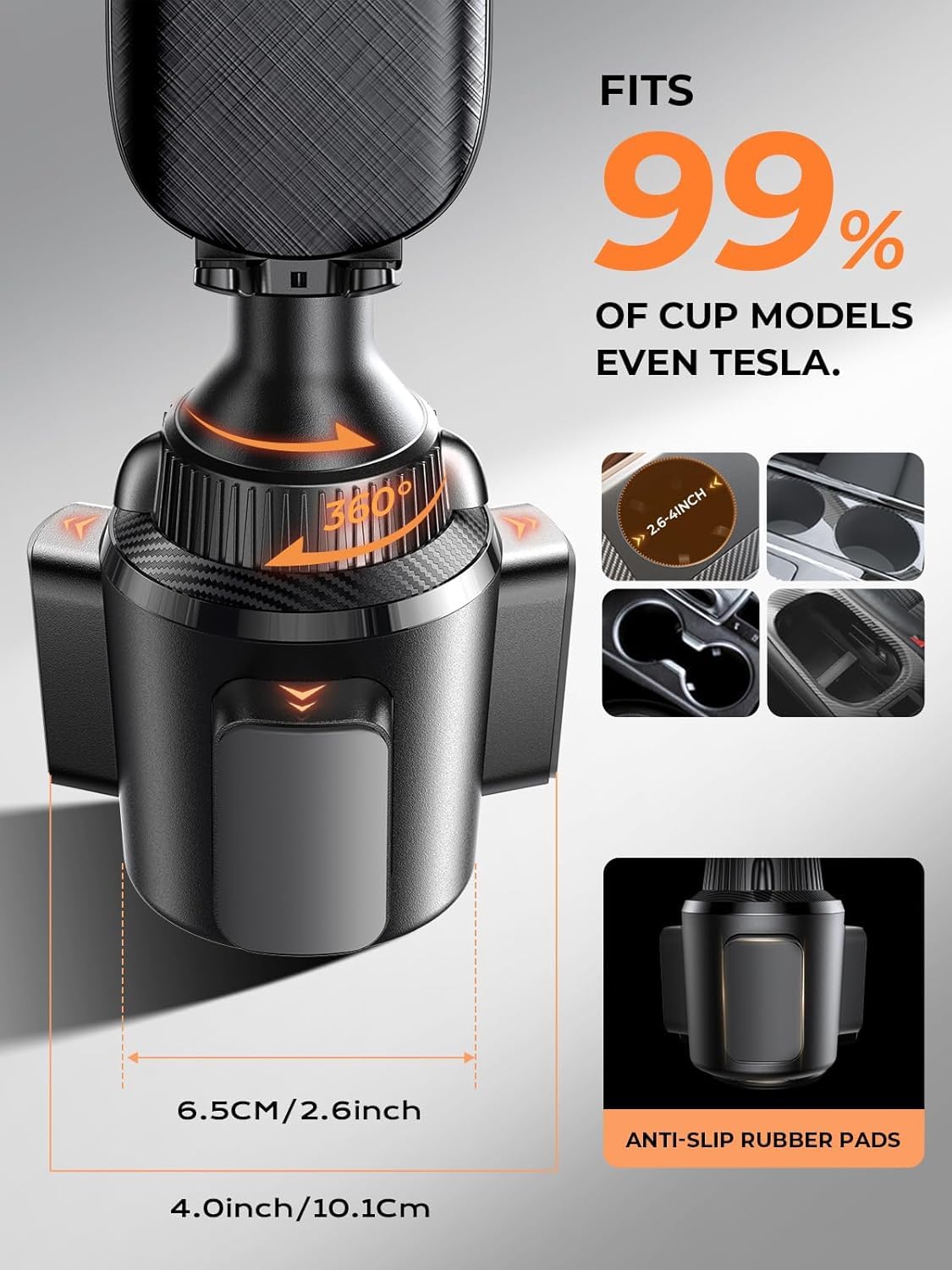 LISEN Cup Phone Holder [No Shaking] Phone Holder for Car, 360 Adjustable iPhone Holder for Car Accessories for Women Truck Jeep Golf for iPhone 17 Pro Max 16 15 14 13 Samsung S25 All 4-7'' Phone - Medaid International