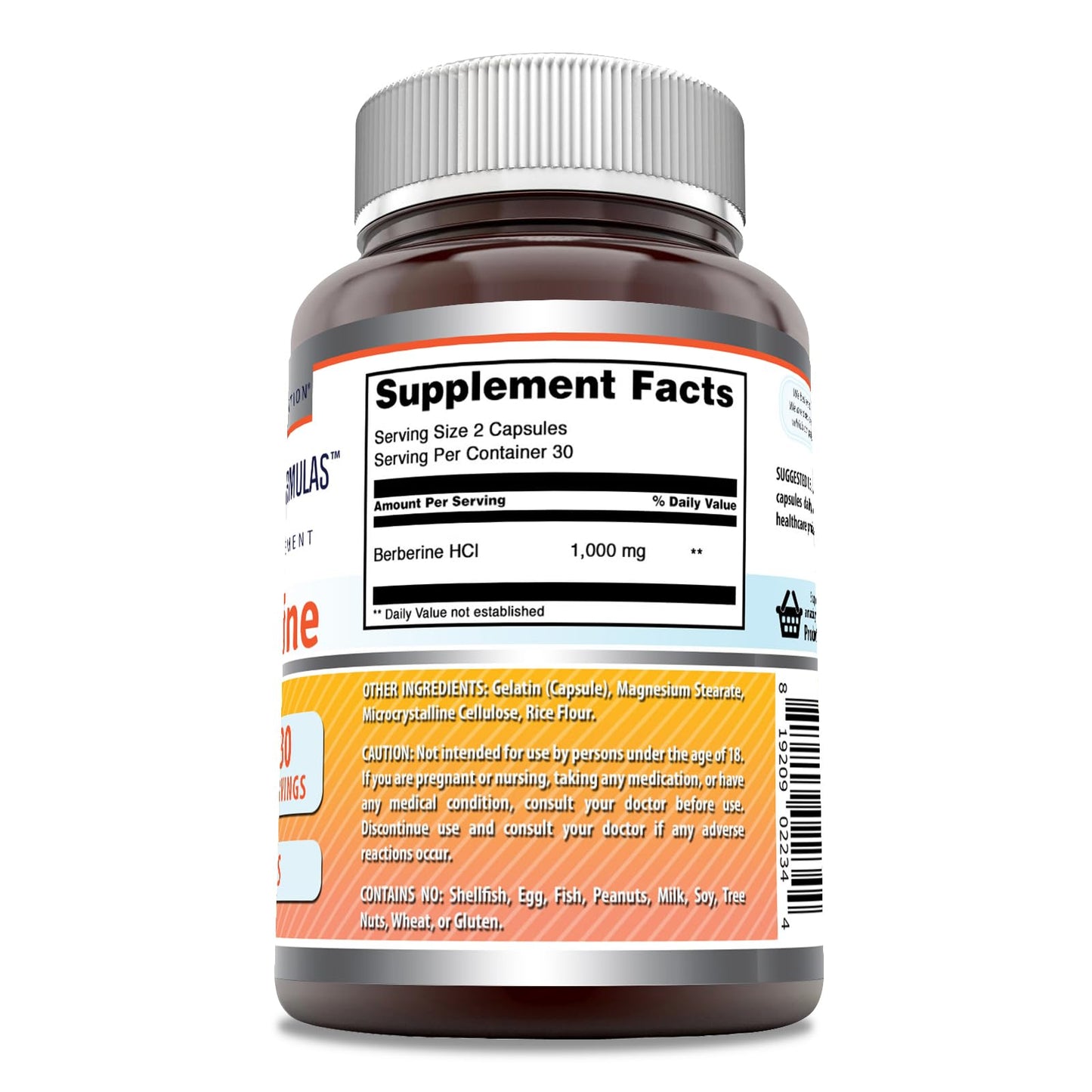 Amazing Formulas Berberine 1000mg Per Serving 60 Capsules Supplement | Non GMO | Gluten Free | Made in USA - Medaid International