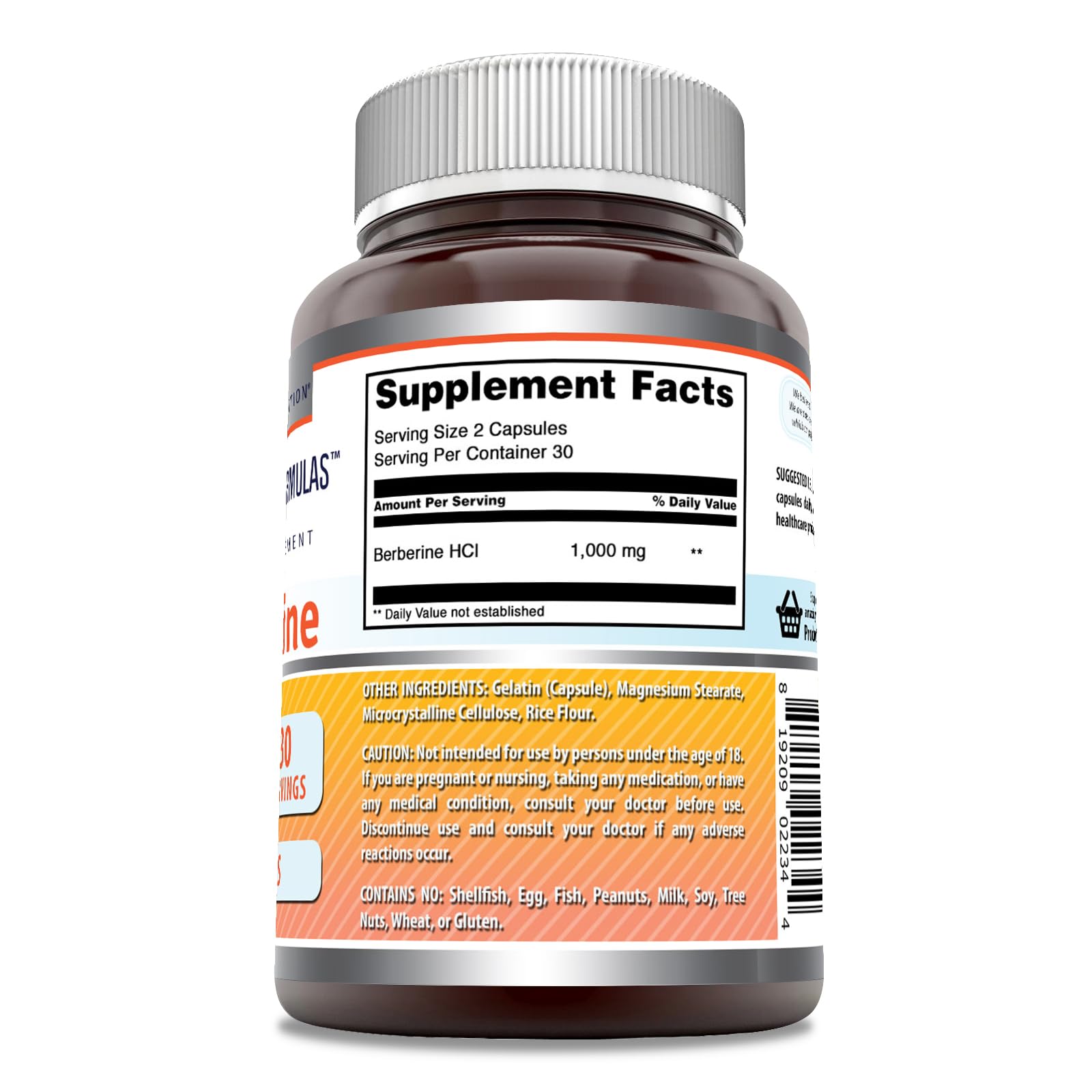 Amazing Formulas Berberine 1000mg Per Serving 60 Capsules Supplement | Non GMO | Gluten Free | Made in USA - Medaid International