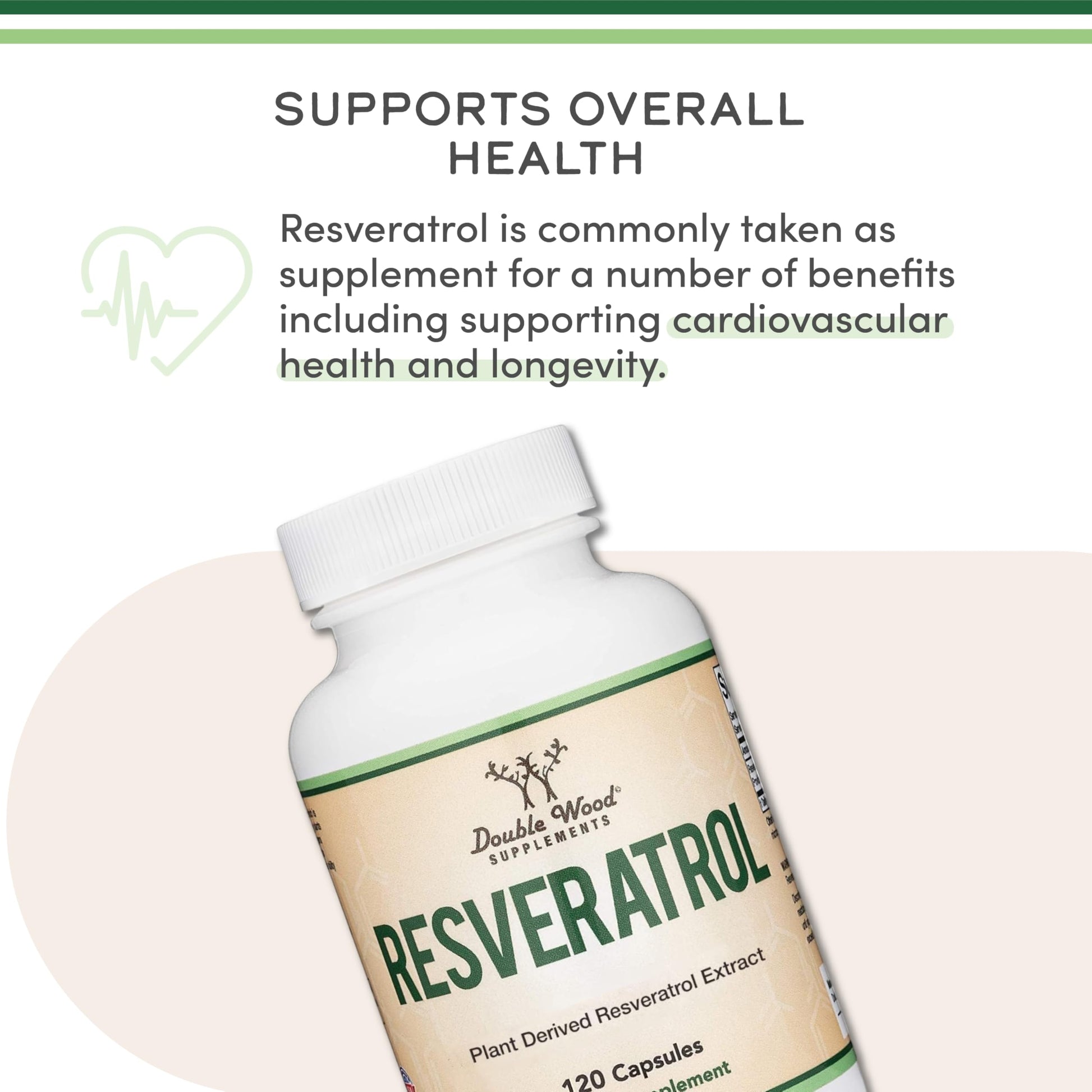 Resveratrol Supplement 500mg Per Serving, 120 Capsules (Resveratrol Polygonum Root Extract Providing 50% Trans Resveratrol) Healthy Aging Support by Double Wood - Medaid International