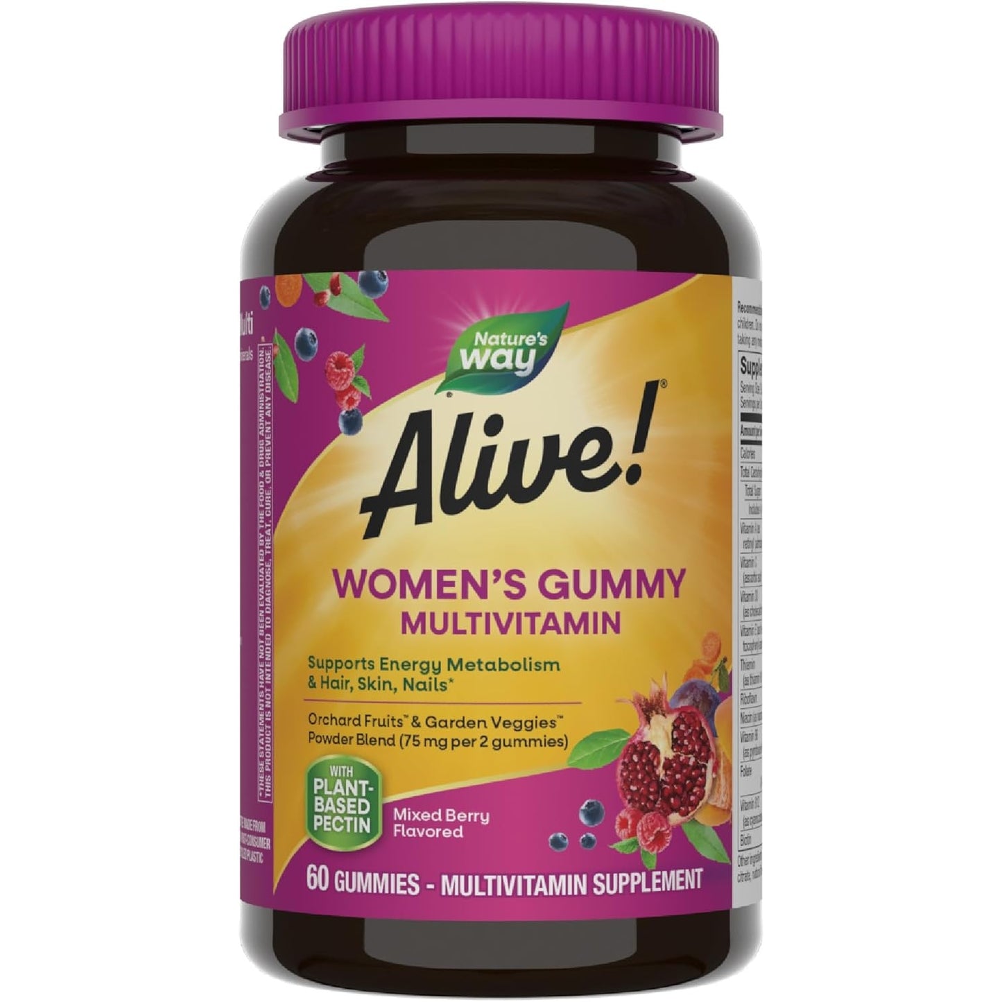 Nature's Way Alive! Women's Daily Gummy Multivitamins, 16 Vitamins & Minerals, Energy Metabolism*, Hair Skin & Nails*, Vegetarian, Mixed Berry Flavored, 130 Gummies (Packaging May Vary) - Medaid - Lebanon