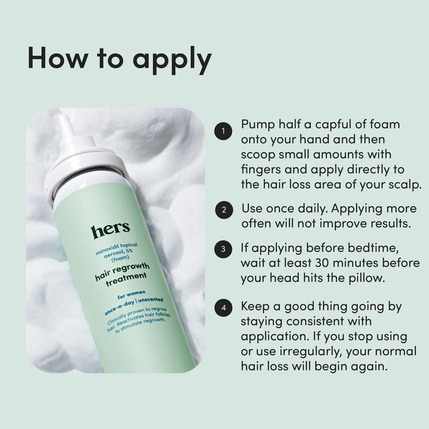 hers Hair Regrowth Treatment - Topical Minoxidil 5% Foam for Women - Extra Strength - Supports Thicker, Fuller Hair - Non-Greasy - Unscented, 2 Pack - Medaid International