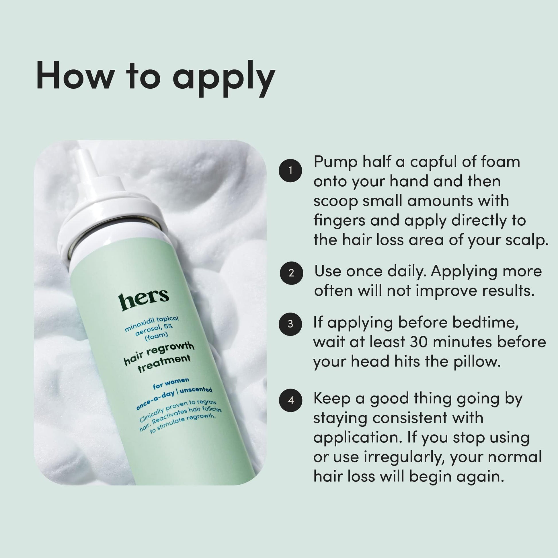 hers Hair Regrowth Treatment - Topical Minoxidil 5% Foam for Women - Extra Strength - Supports Thicker, Fuller Hair - Non-Greasy - Unscented, 2 Pack - Medaid International