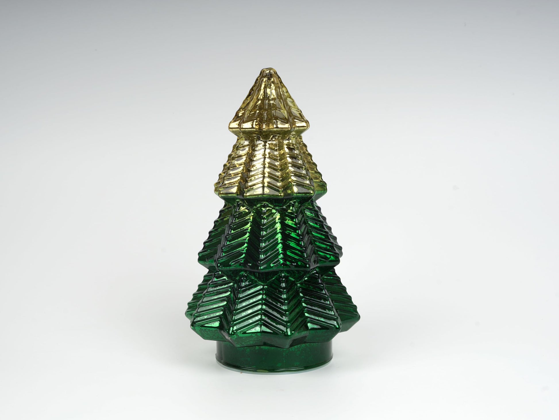 Green Mercury Glass Christmas Tree for Home Decor, Christmas Table Decorations Lighted Xmas Tree with Timer for Living Room Mantel Tabletop Party-8" H - Medaid International