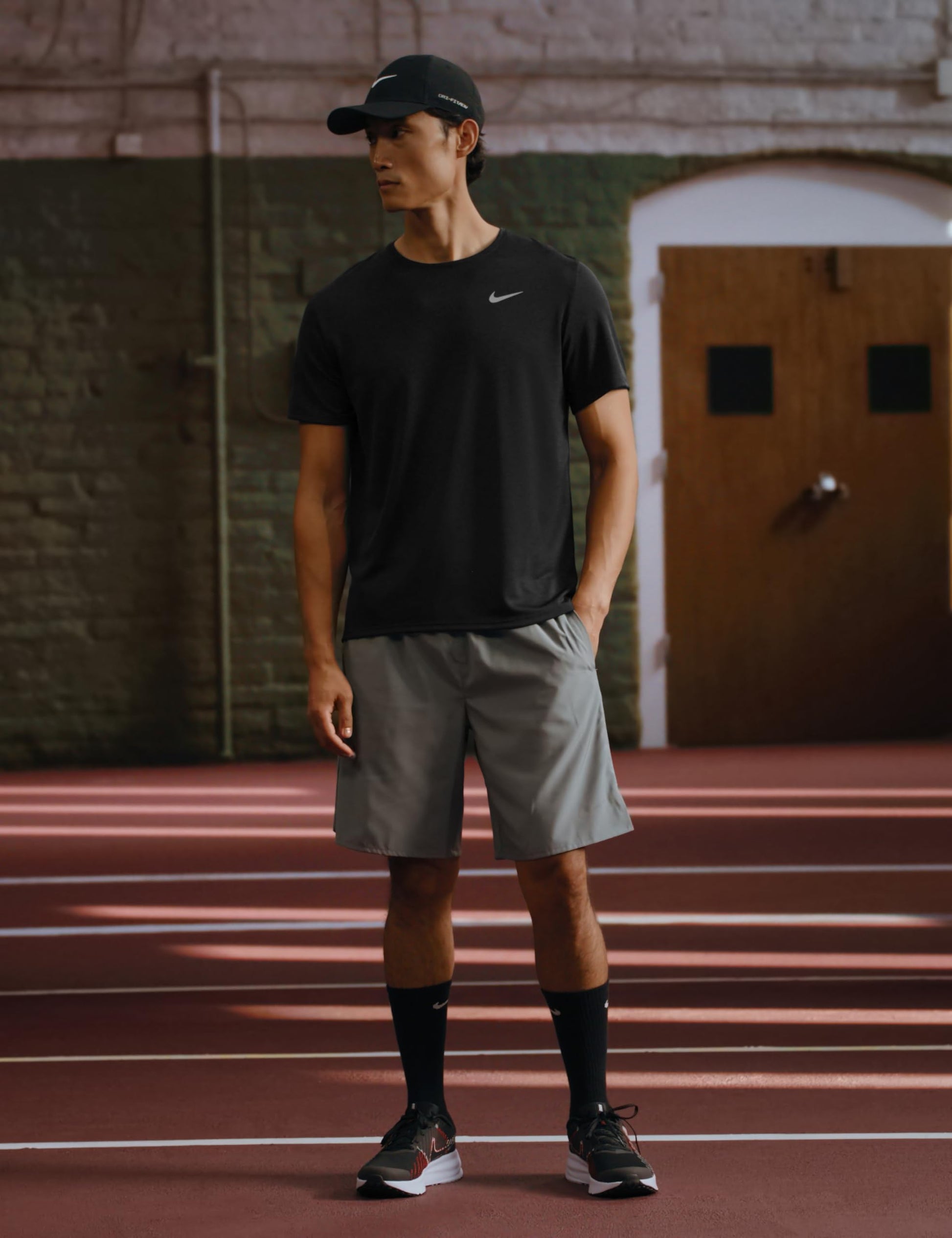 Nike Men's Miler Dri-Fit UV Short-Sleeve Running Top, Black/Reflective Silver, Large - Medaid International