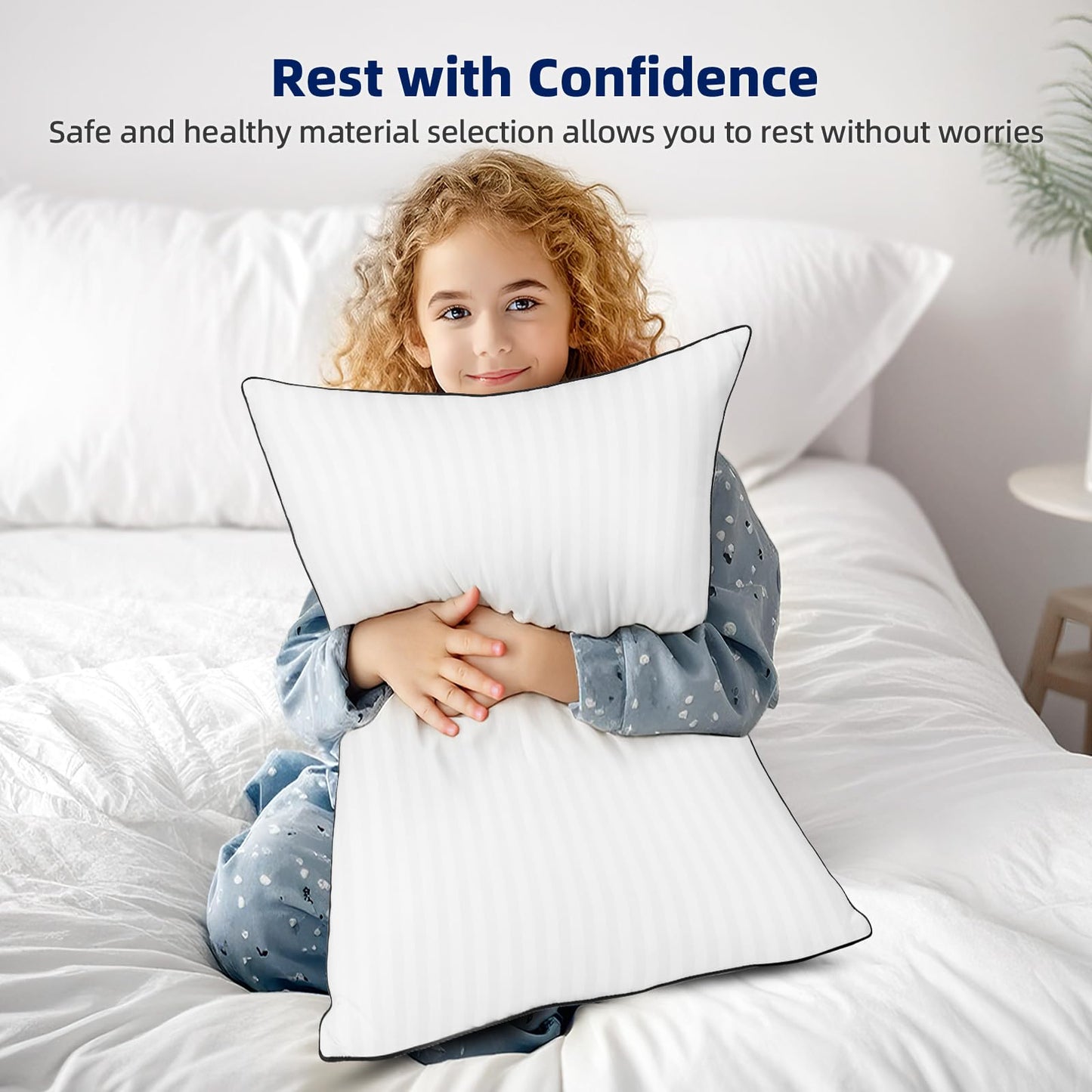 HYLEORY Bed Pillows Queen Size Set of 2 for Sleeping - Luxury Hotel Pillows, Soft & Supportive Down Alternative Microfiber Cooling Pillow for Night Sweats Back/Stomach/Side Sleepers, White - Medaid International